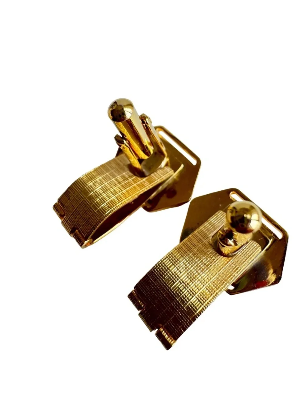 Vintage Black Goldstone Cufflinks Tie Tack Set Gold Tone Hexagon Sparkle Suit